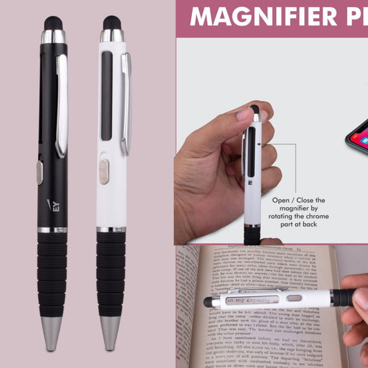 Magnifier pen with led