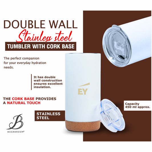 Double wall stainless steel mug with cork
