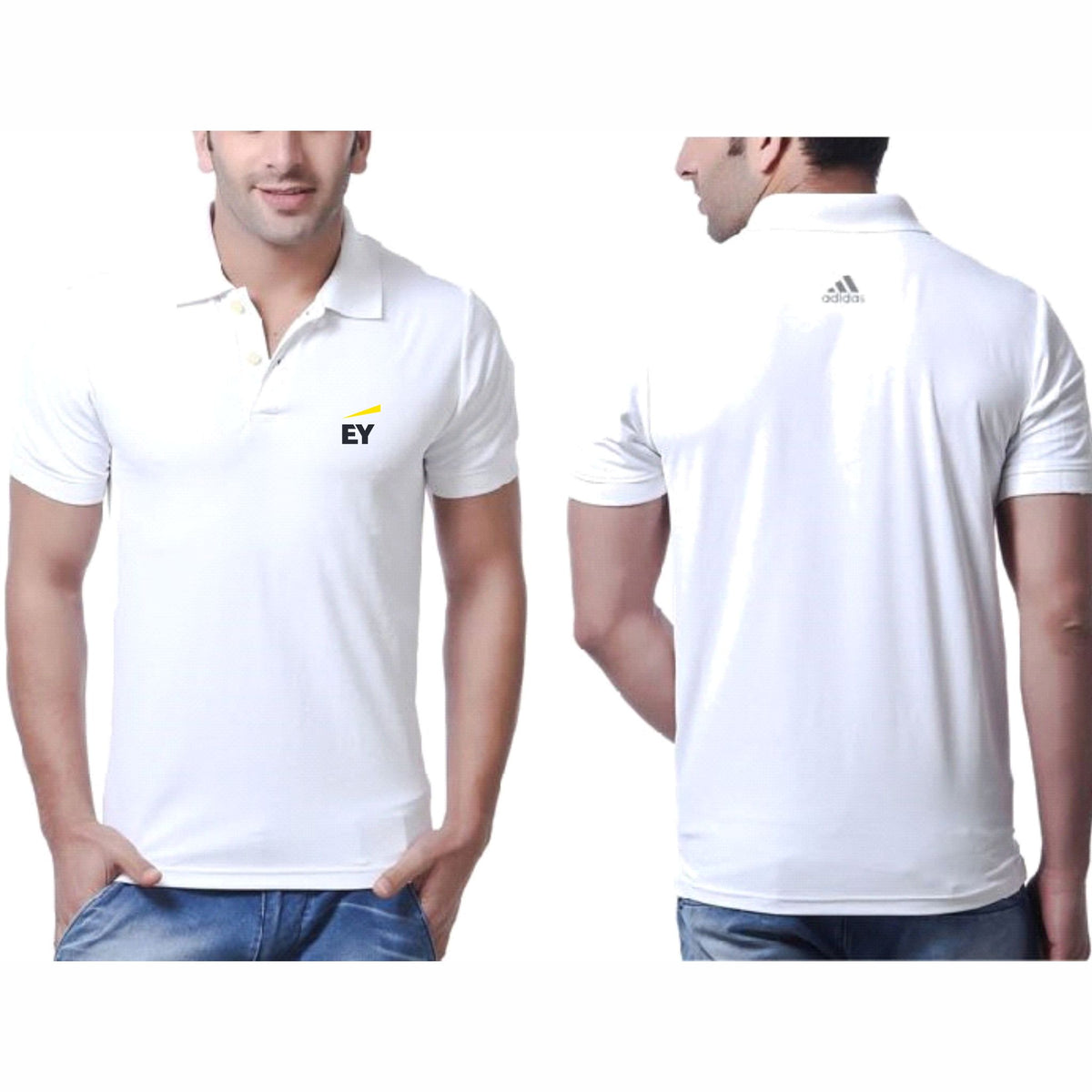 Adidas white t shirt with collar best sale